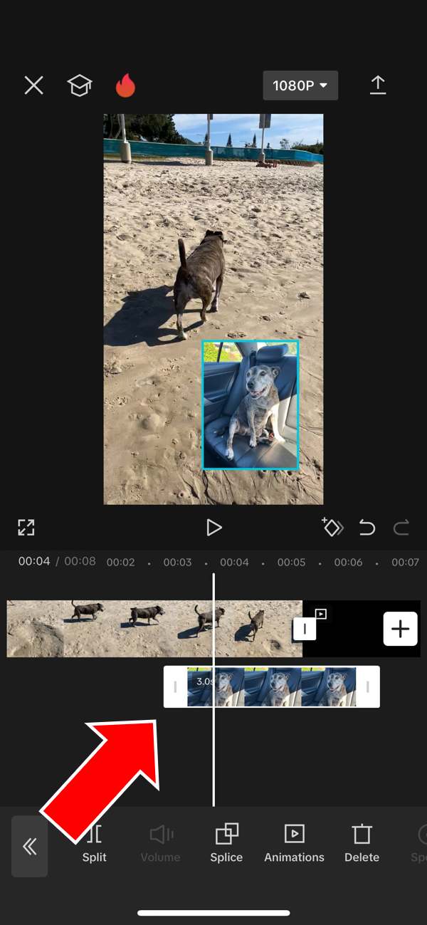 Overlay added to the CapCut Mobile App editing timeline