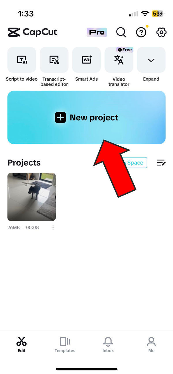Create a New Project in CapCut Mobile App