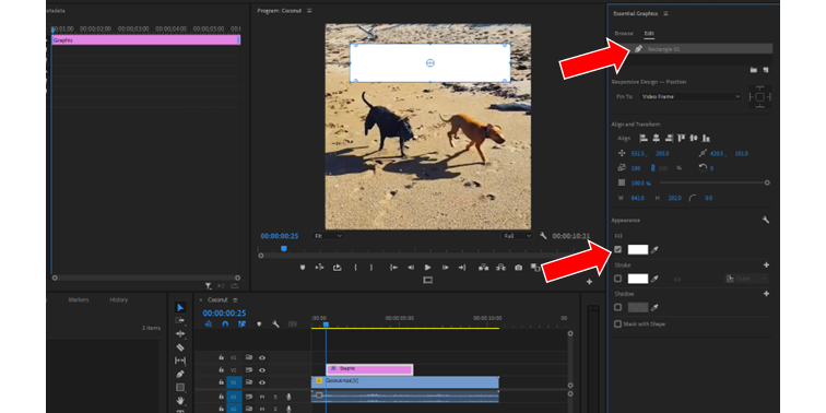 How to change fill color and rename using the Essential Graphics panel in Premiere Pro